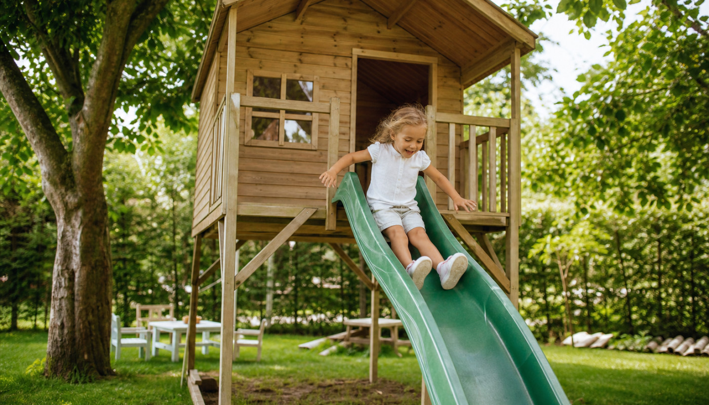 Général - Cabane avec toboggan​ pour enfant