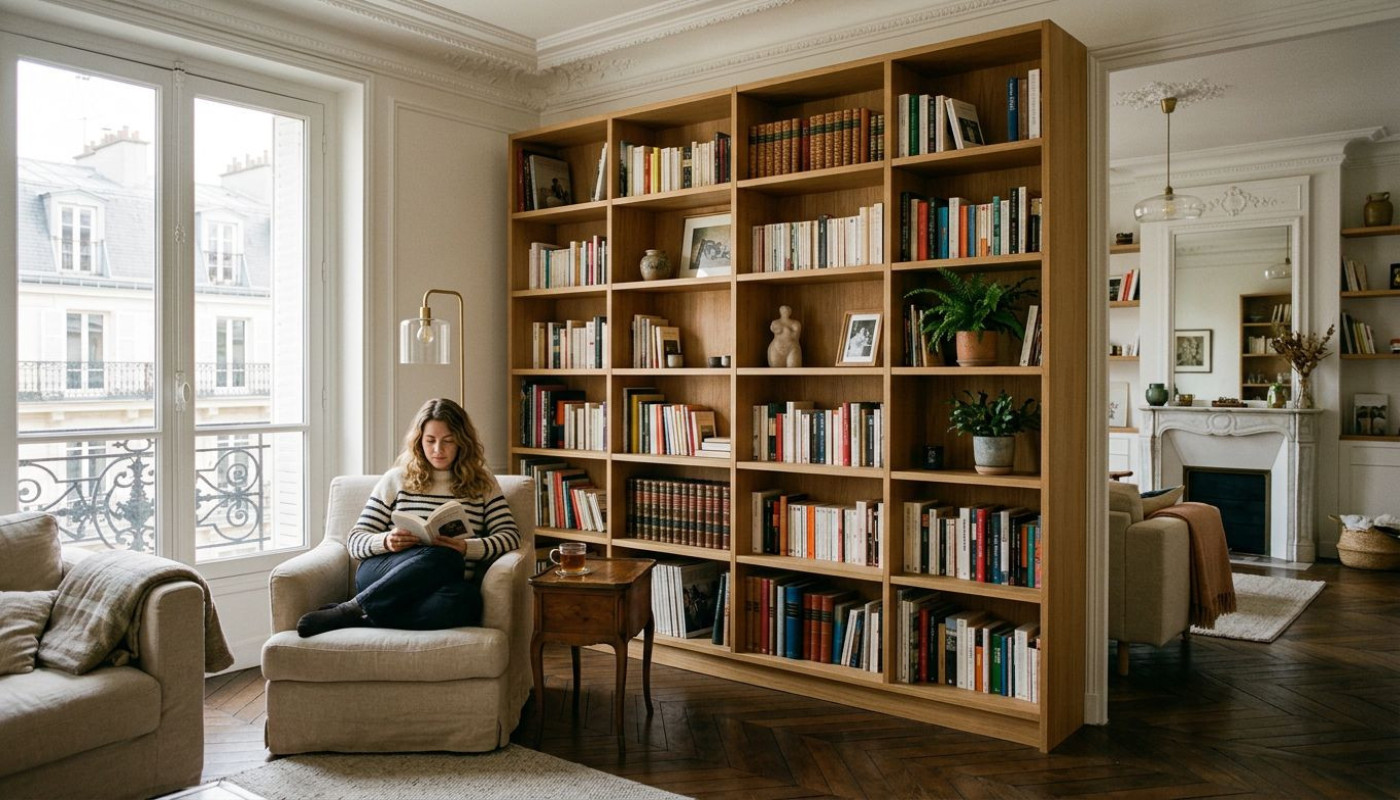 Quand la meilleure bibliothèque chêne s’impose comme tendance dans les intérieurs parisiens